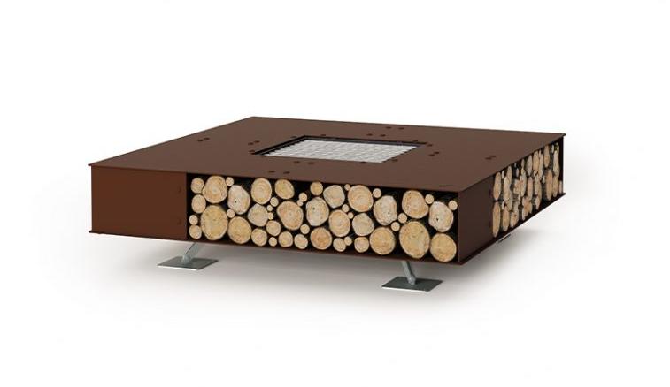 Square Brown Outdoor Fire Pit