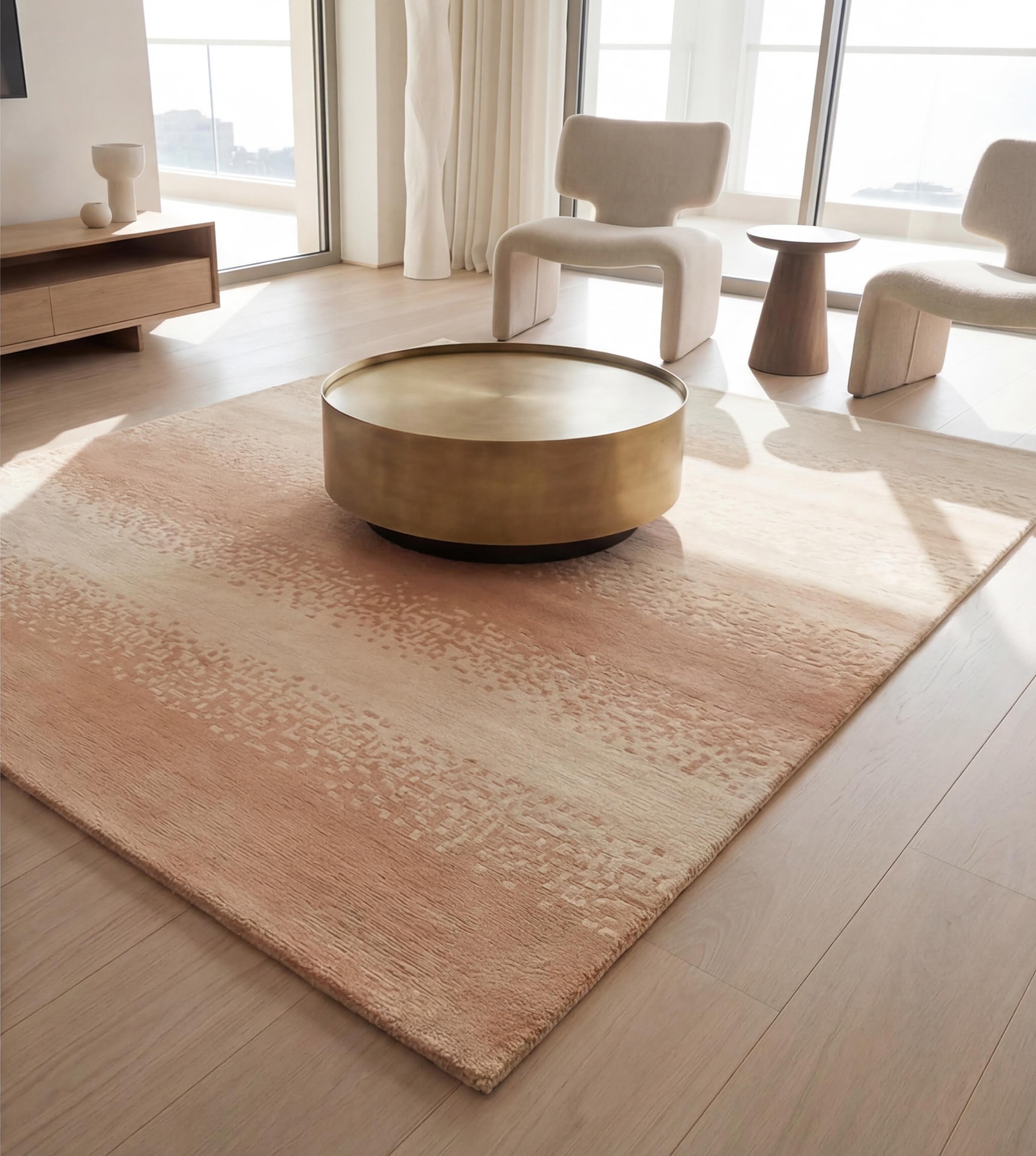 Soft Ombre Blush Artisan Rug