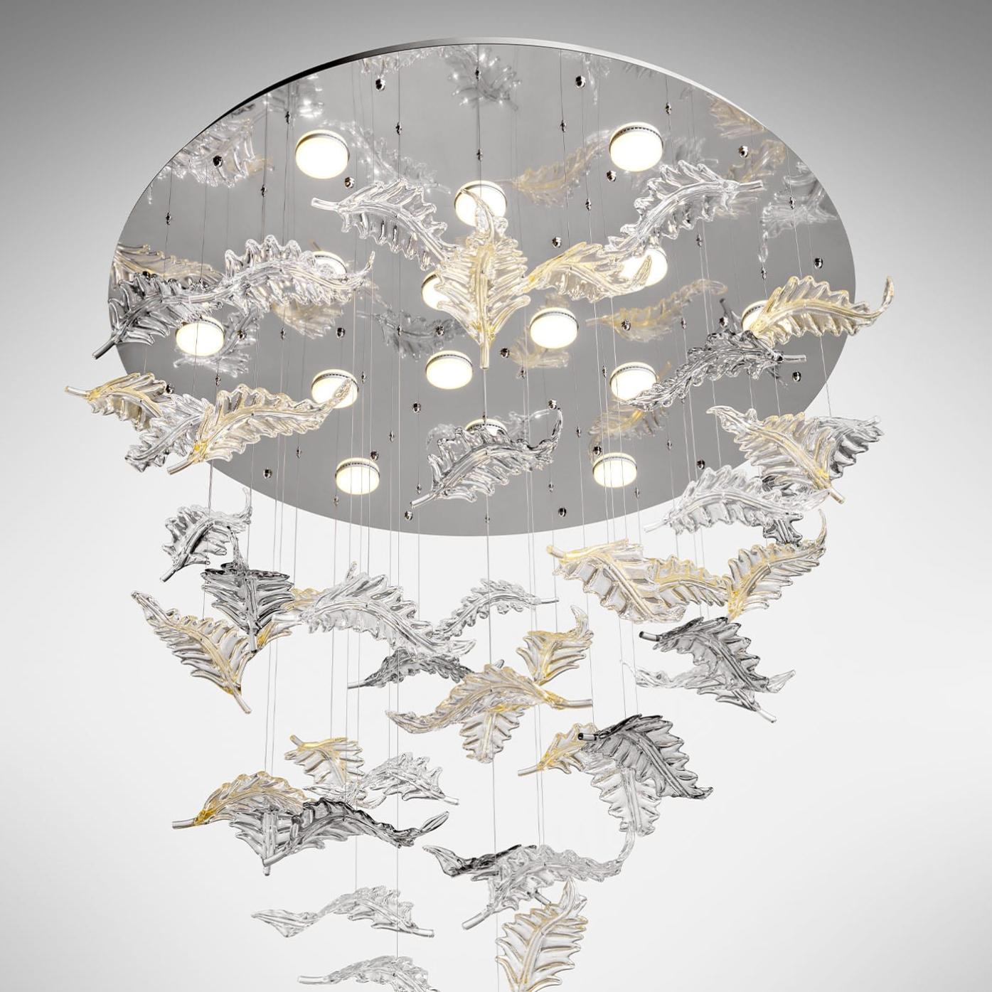 Murano Leaf Stainless Steel Chandelier