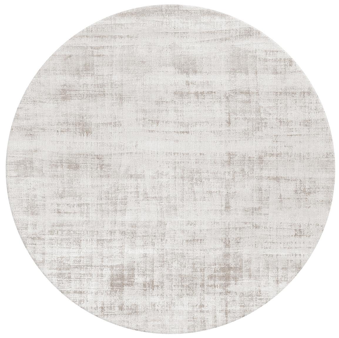 Handwoven Off-White Round Silk Rug | Size: Ø 250 cm