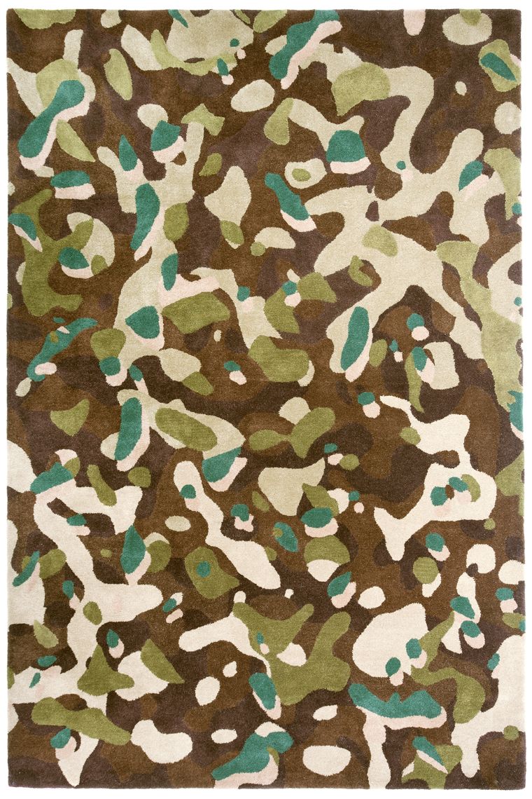 Camouflage Macro Brown Wool Rug