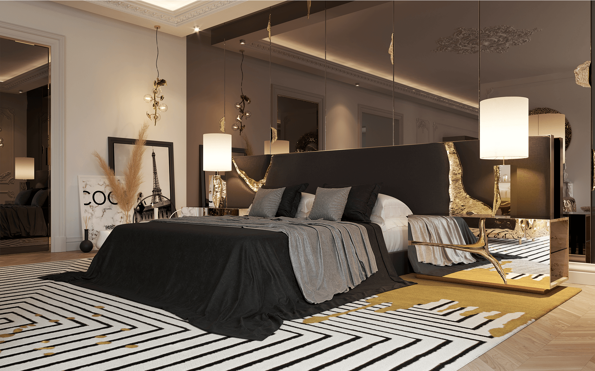 Fissure Black Designer Headboard