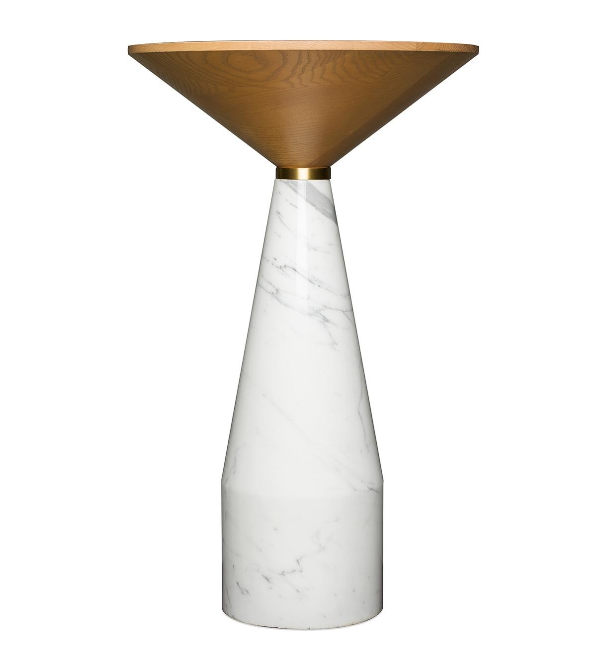 Cino White Marble Handcrafted Side Table