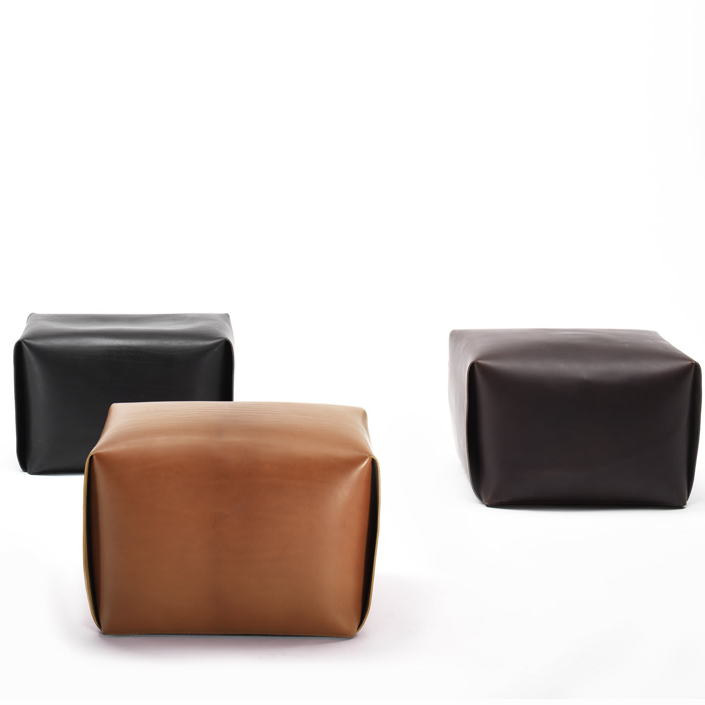Bao Luxe Leather Pouf | Seat: Frosted Leather