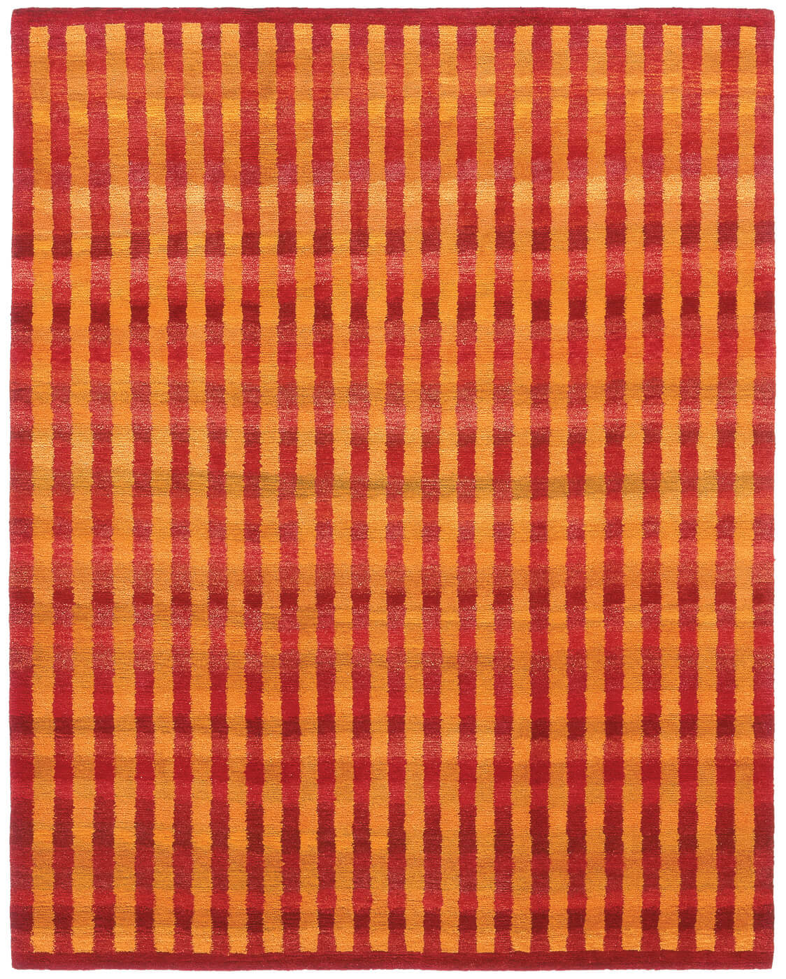 Hand-woven Orange Stripes Luxury Rug