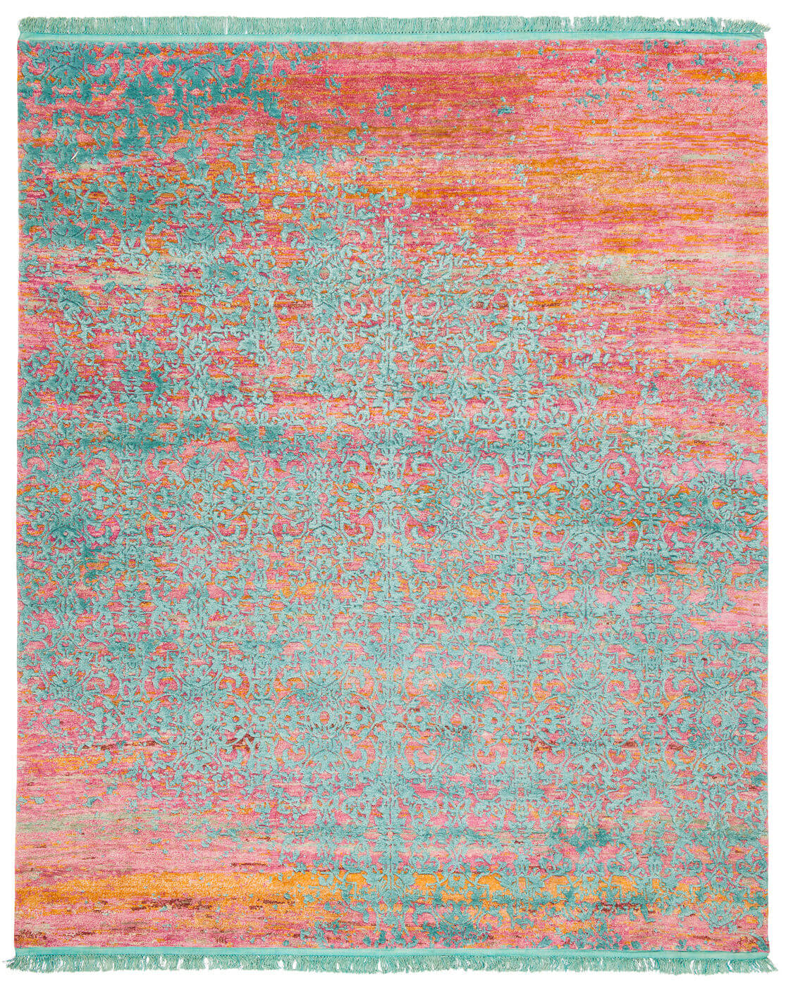 Deluxe Hand-woven Pink & Aqua Luxury Rug | Size: 250 x 300 cm