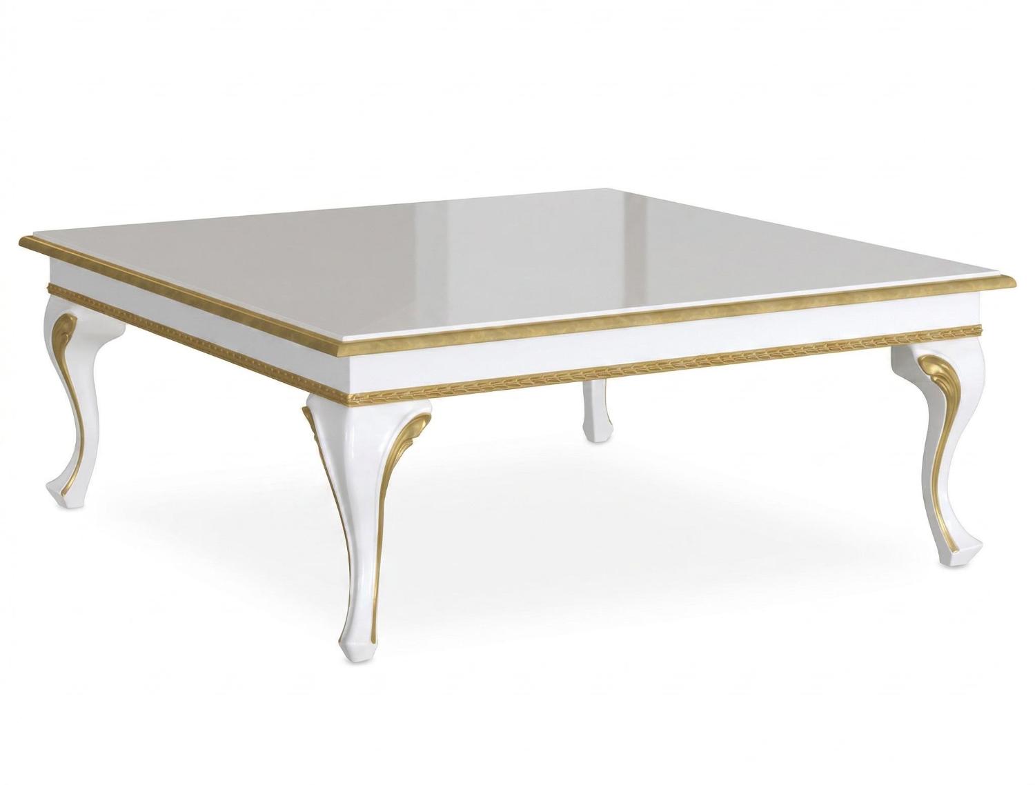 Artisan White and Gold Italian Coffee Table