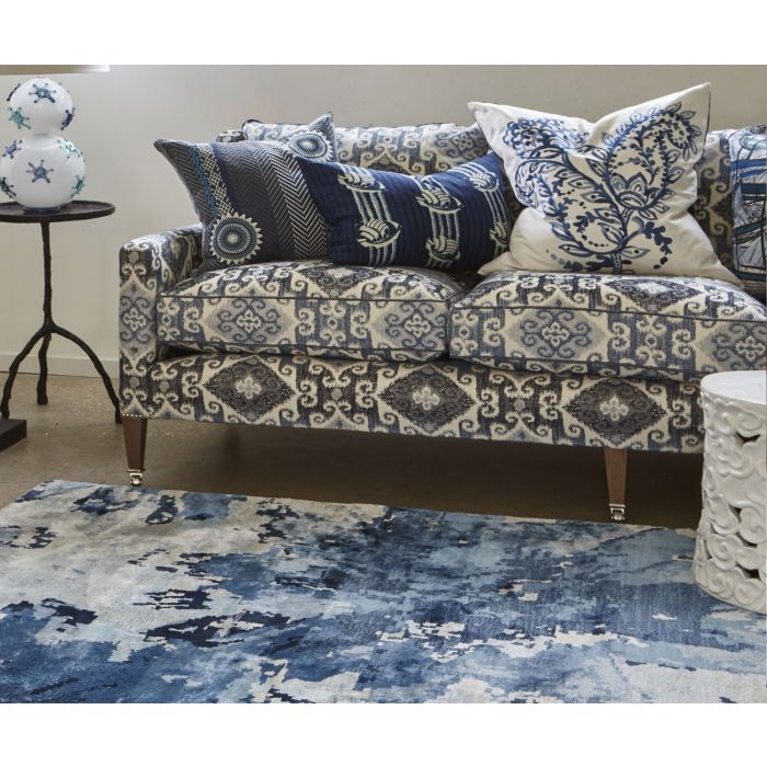Abstract Floral Blue Luxury Rug