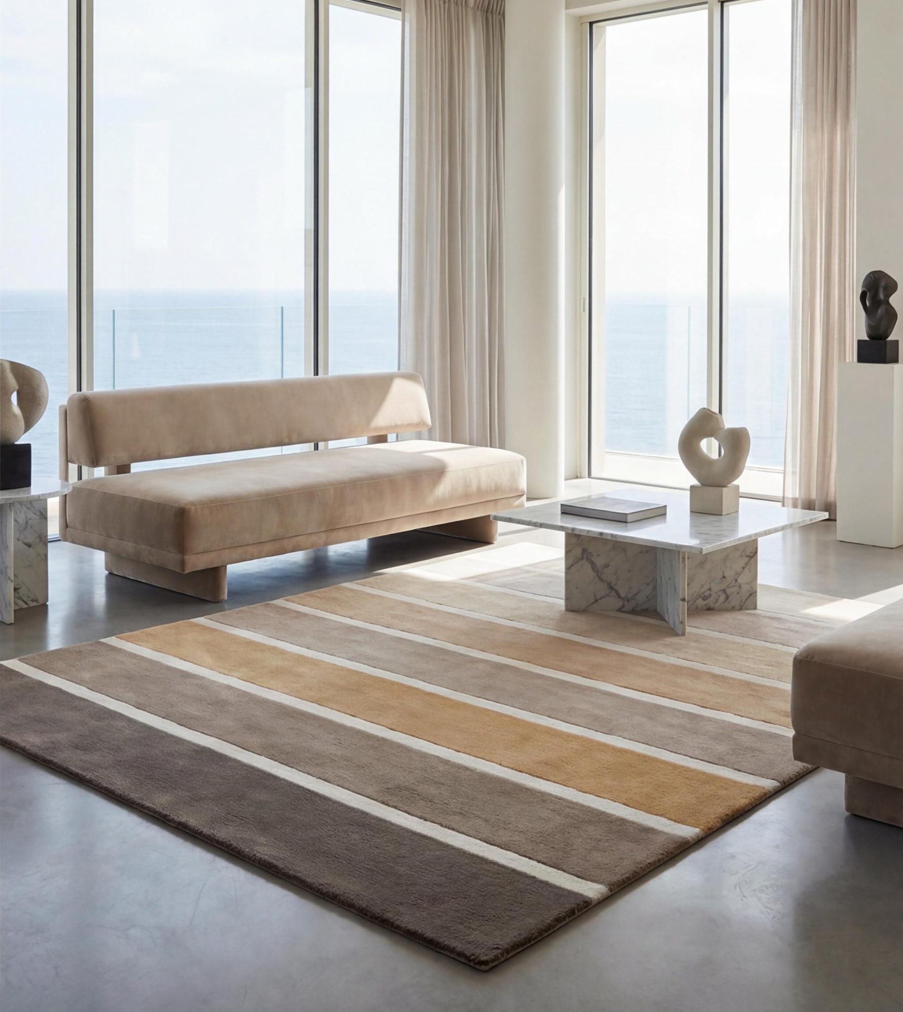 Layered Stripes Brown Artisan Rug