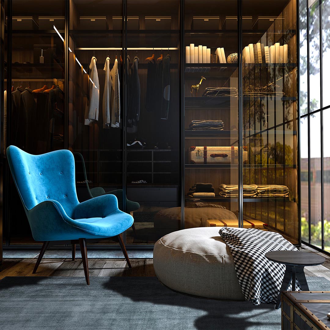 Luce Powder Blue Plain Rug