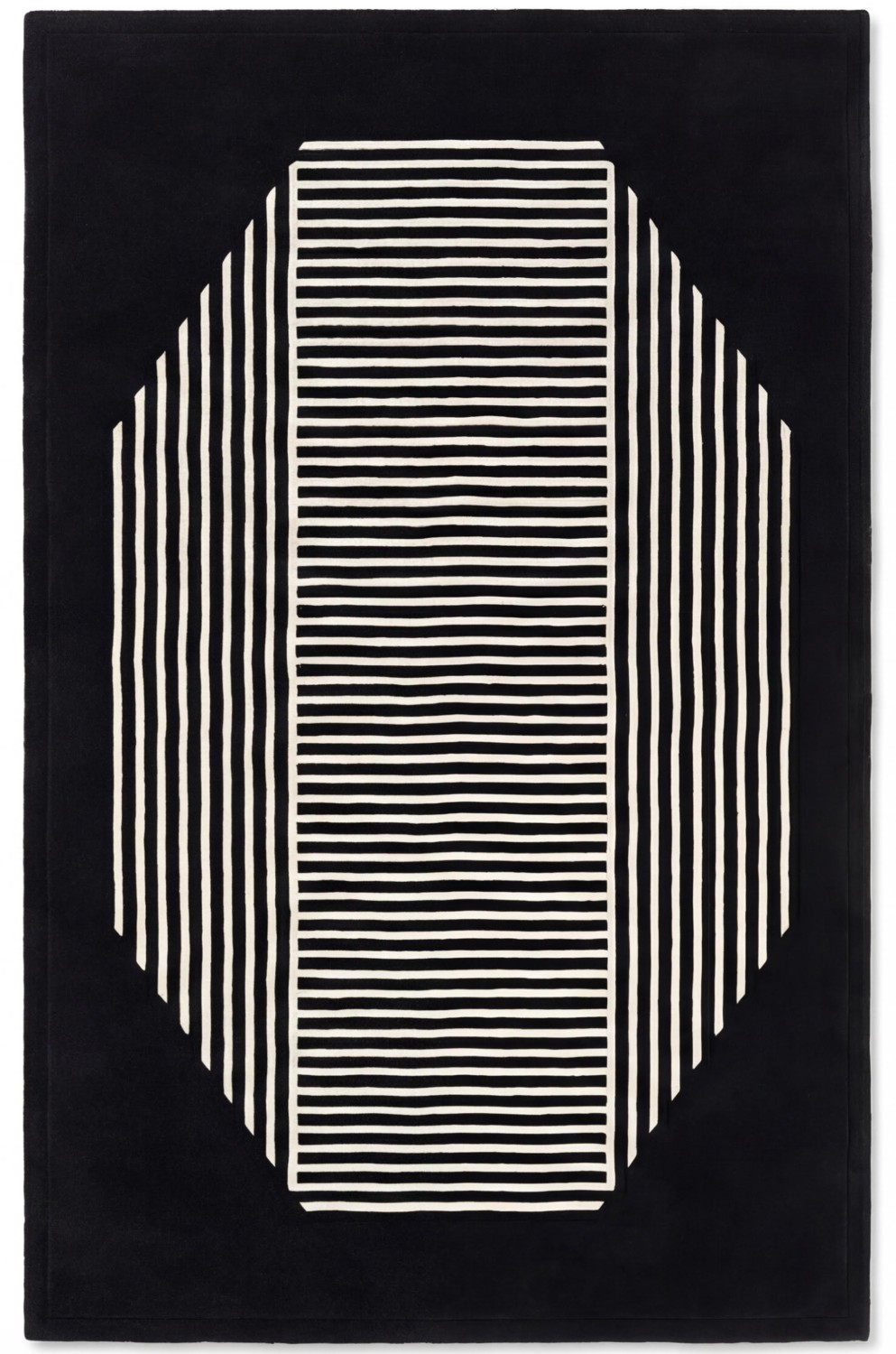Octagon Lines Dark Handmade Rug