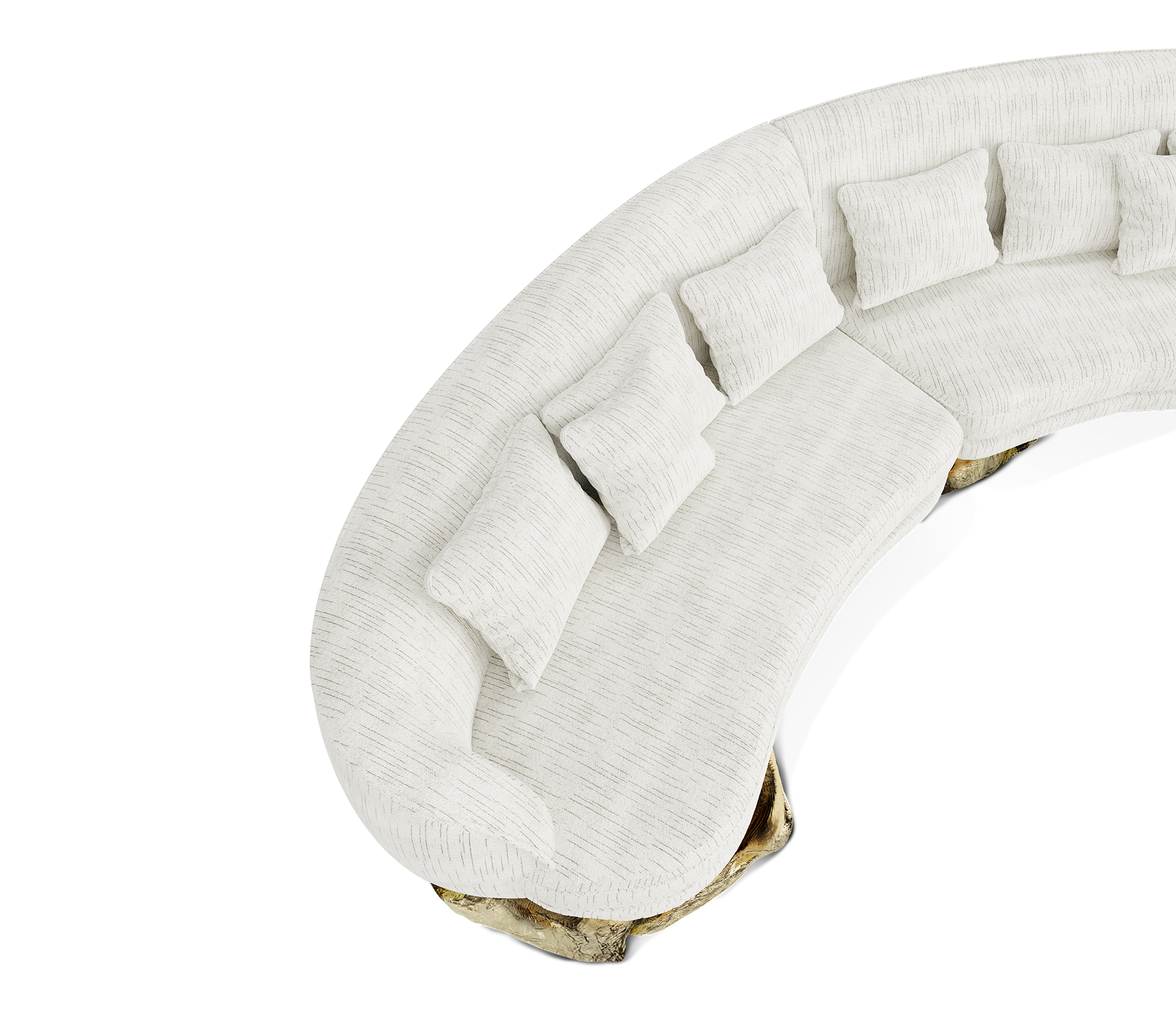 Angora White Curved Luxe Sofa