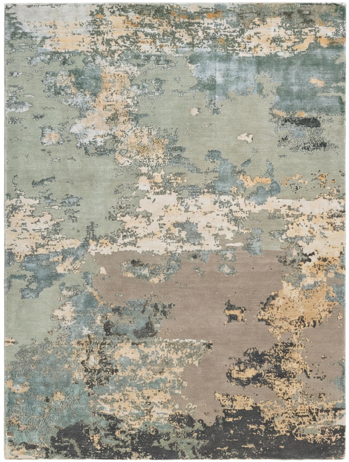 Aqua Weathered Canvas Hand-Knotted Rug