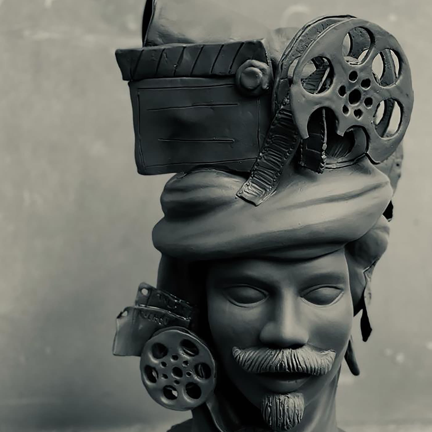 Moor's Head Sculpture in Grey Matte