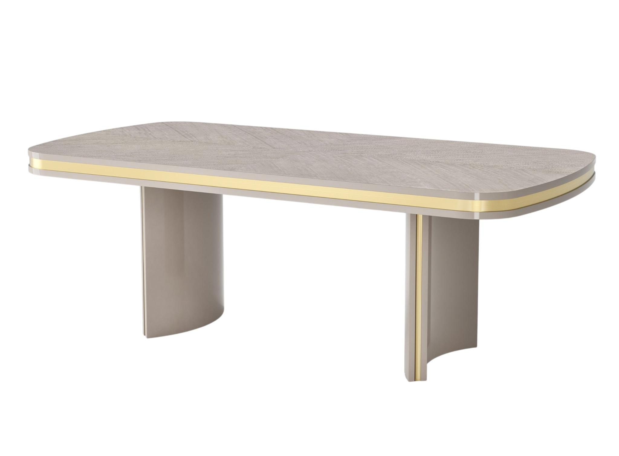 Club Ivory and Gold Handcrafted Dining Table