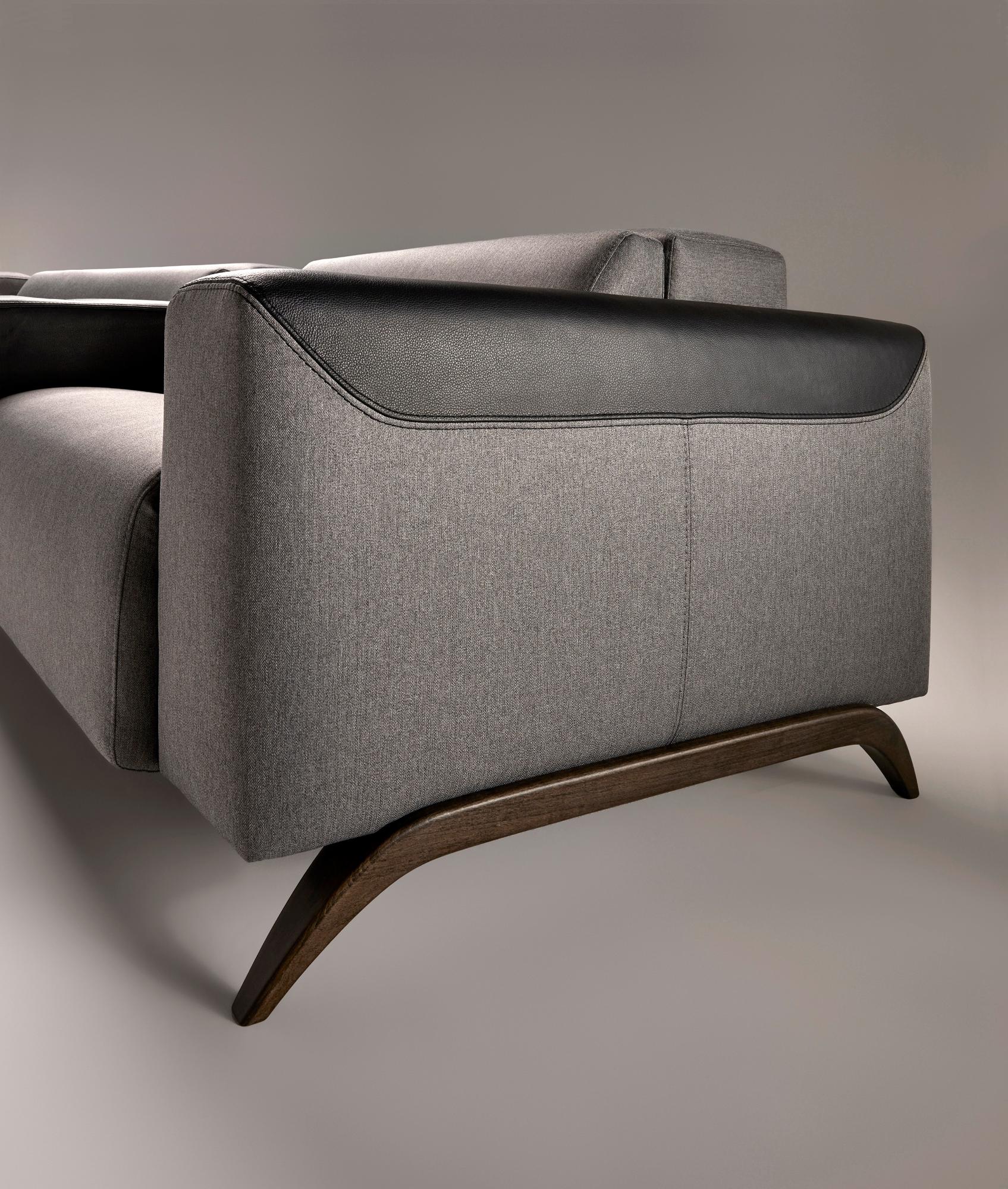 Atlanta Grey 3-Seater Curved Sofa