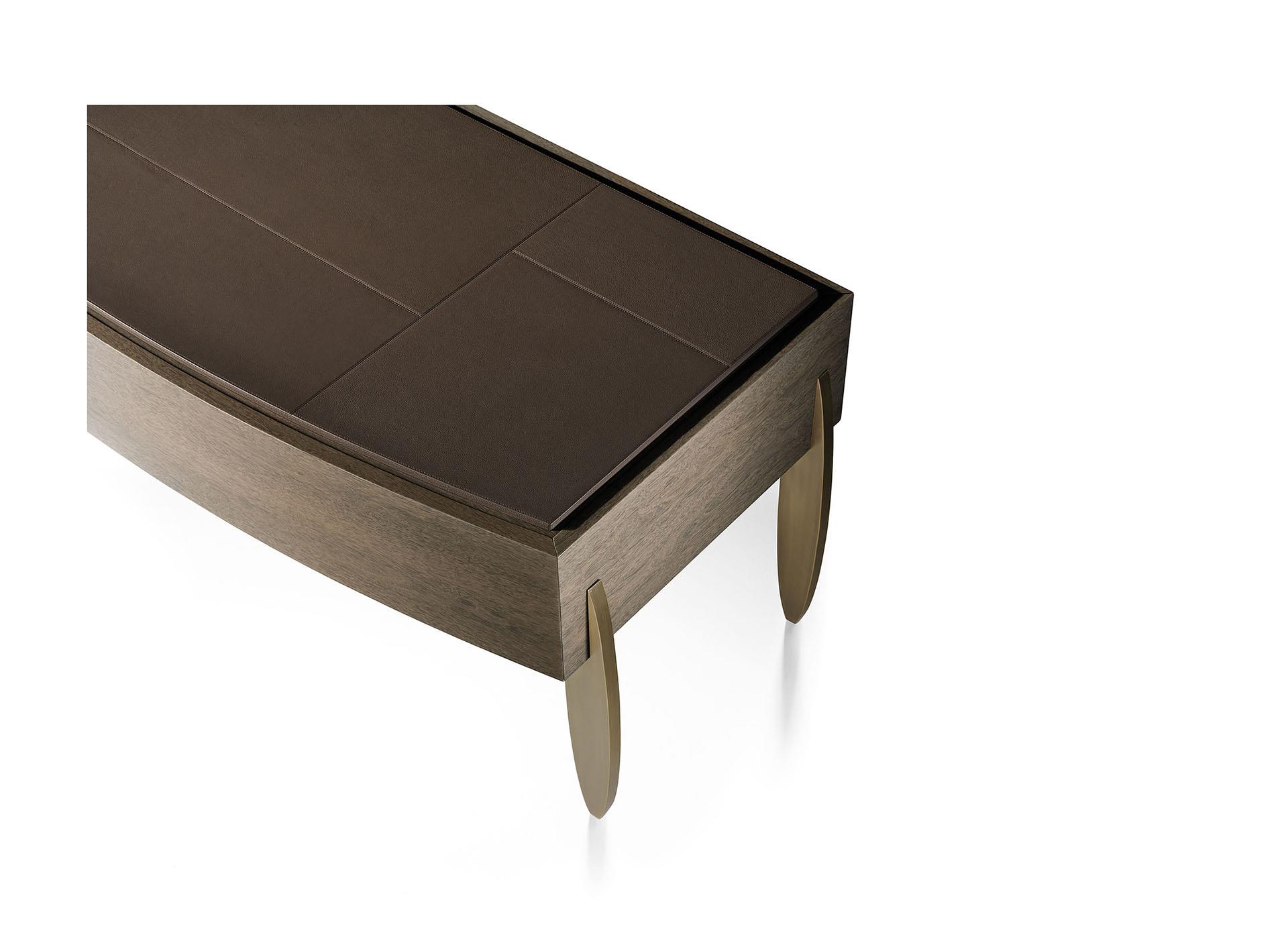 Desk with Luxe Leather Top and Bronze Legs