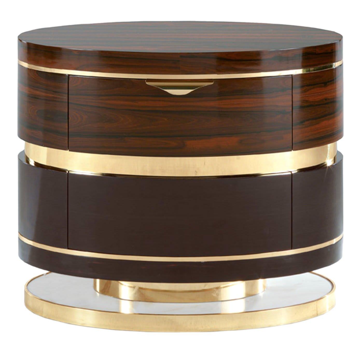 Elegance Dark Round Italian Bedside Table