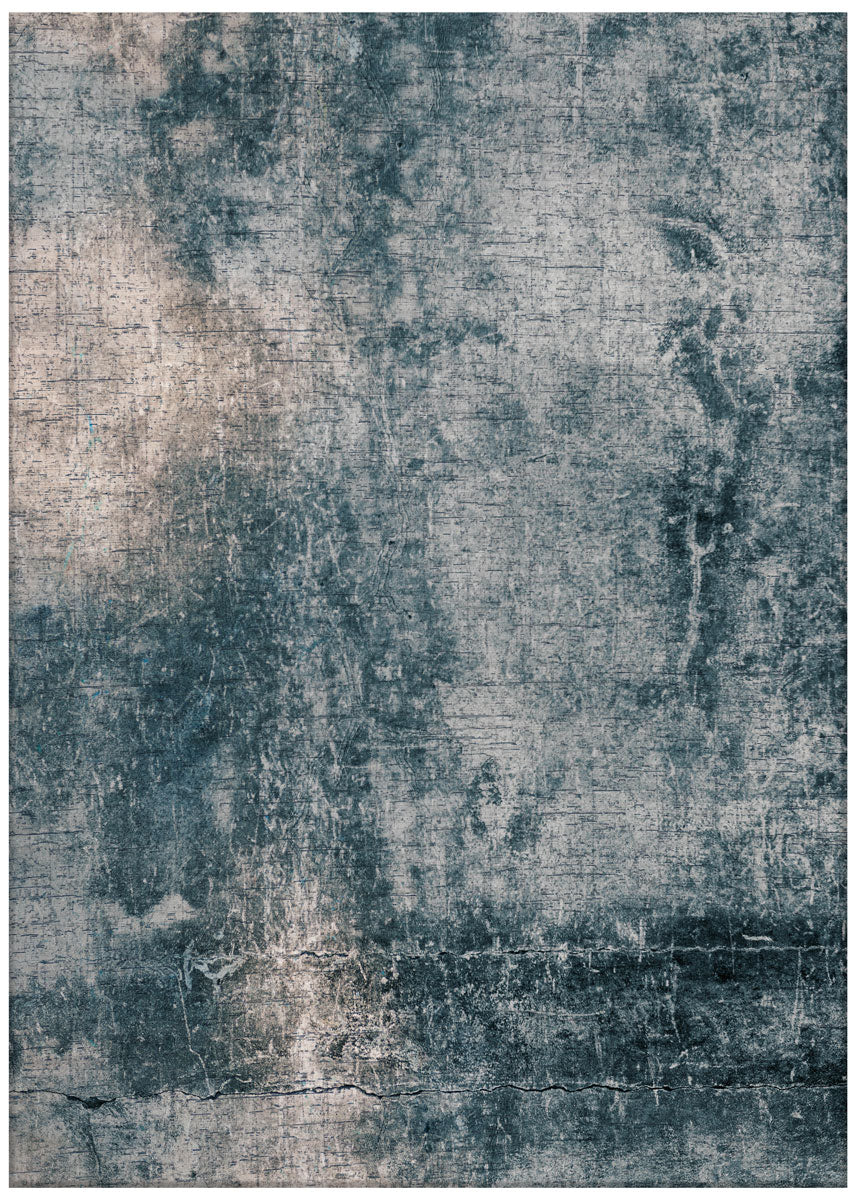 Abstract Blue Flat Woven Belgian Rug