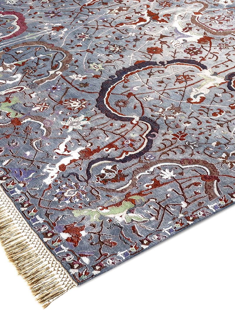 Tabriz Charcoal Hand-Knotted Wool / Silk Rug