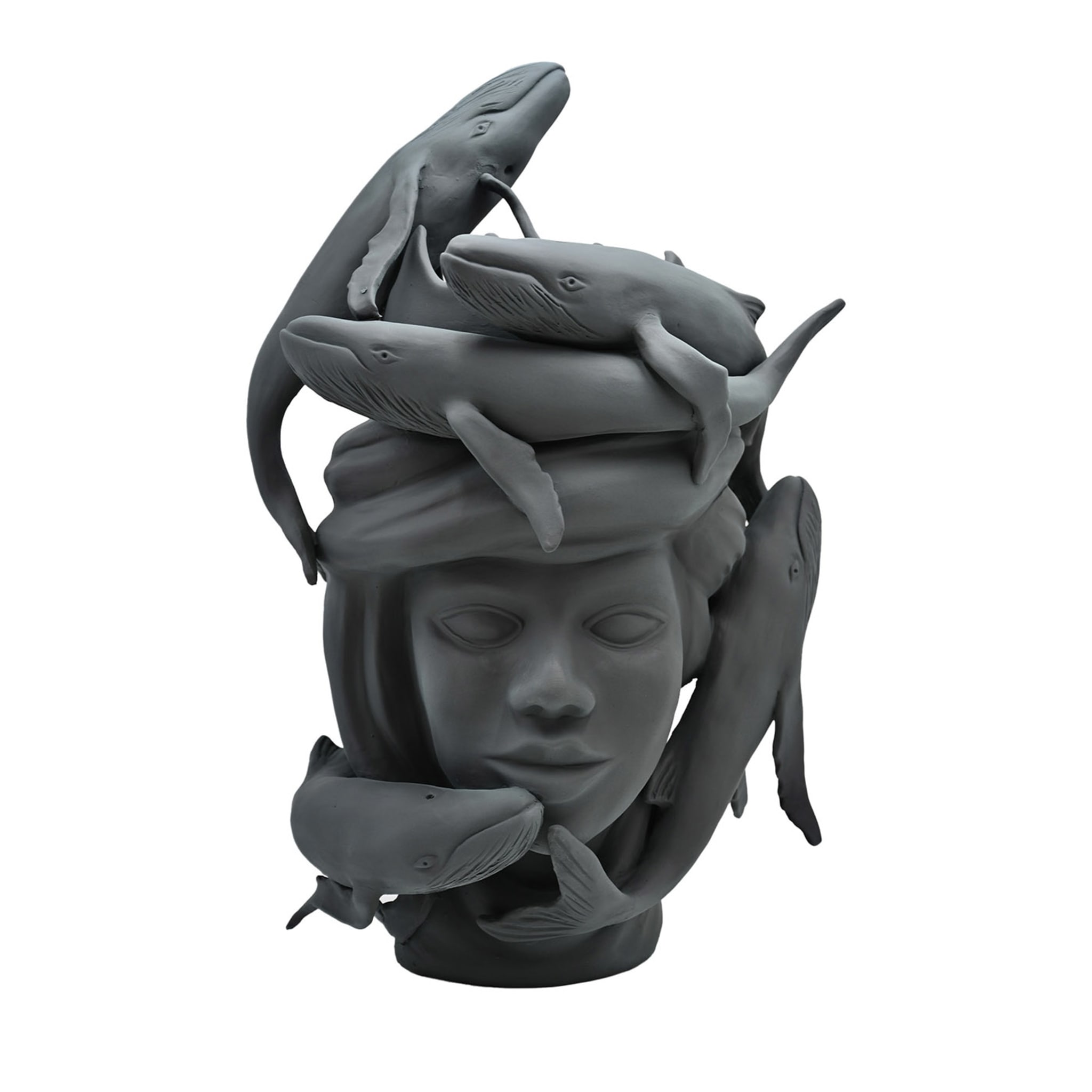 Moor's Head Sculpture in Charcoal Grey