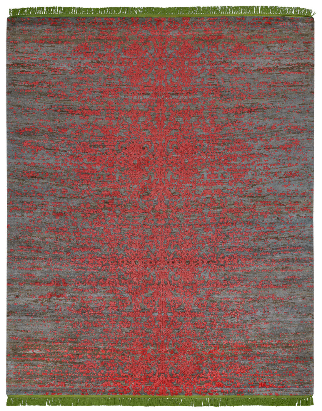 Hand-woven Vintage Style Red / Green Luxury Rug ☞ Size: 300 x 400 cm