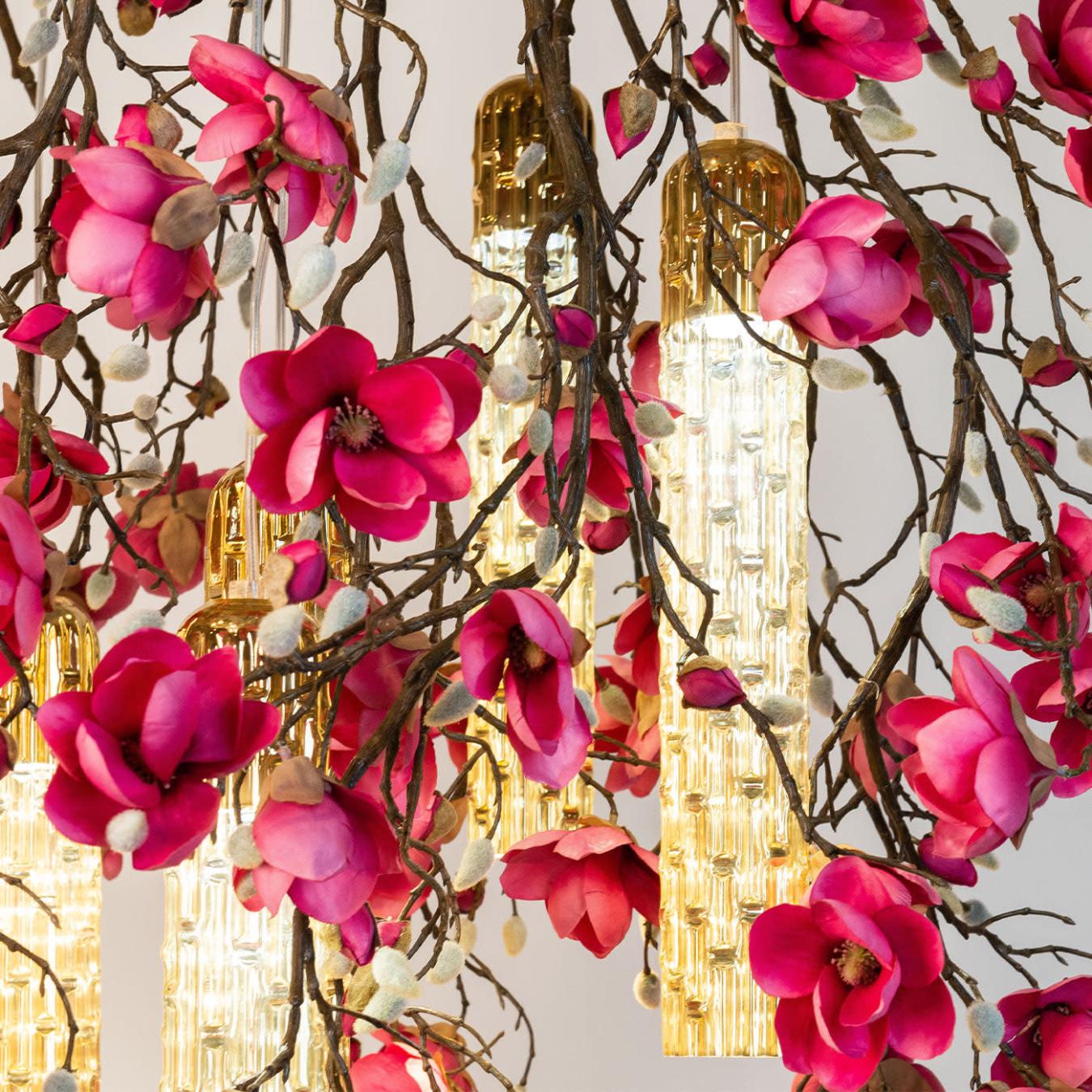 Magnolia Pink and Gold Chandelier