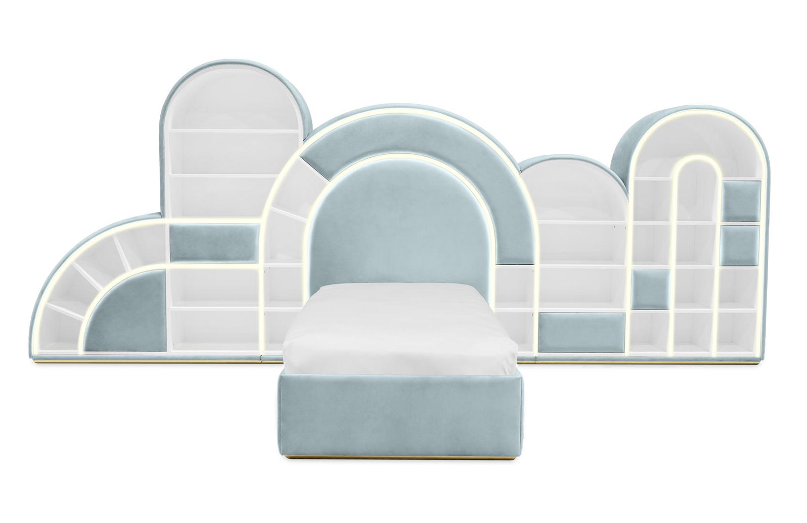 Bubblegum Marshmallow Blue Fun Bed | Configuration: Small | Mattress Size: 90 x 190 cm