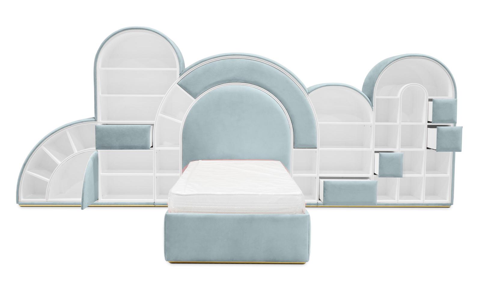 Bubblegum Marshmallow Blue Fun Bed | Configuration: Small | Mattress Size: 90 x 190 cm