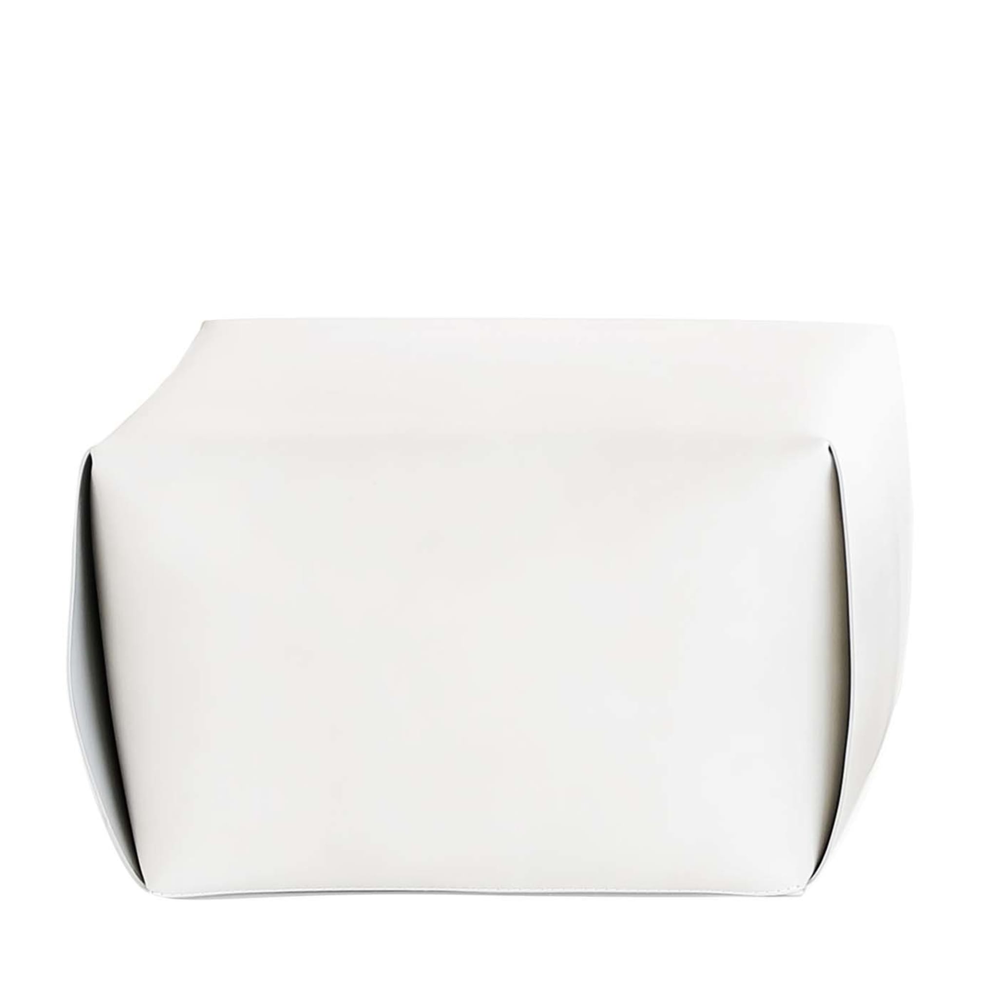 Bao White Pouf | Seat: Frosted Leather