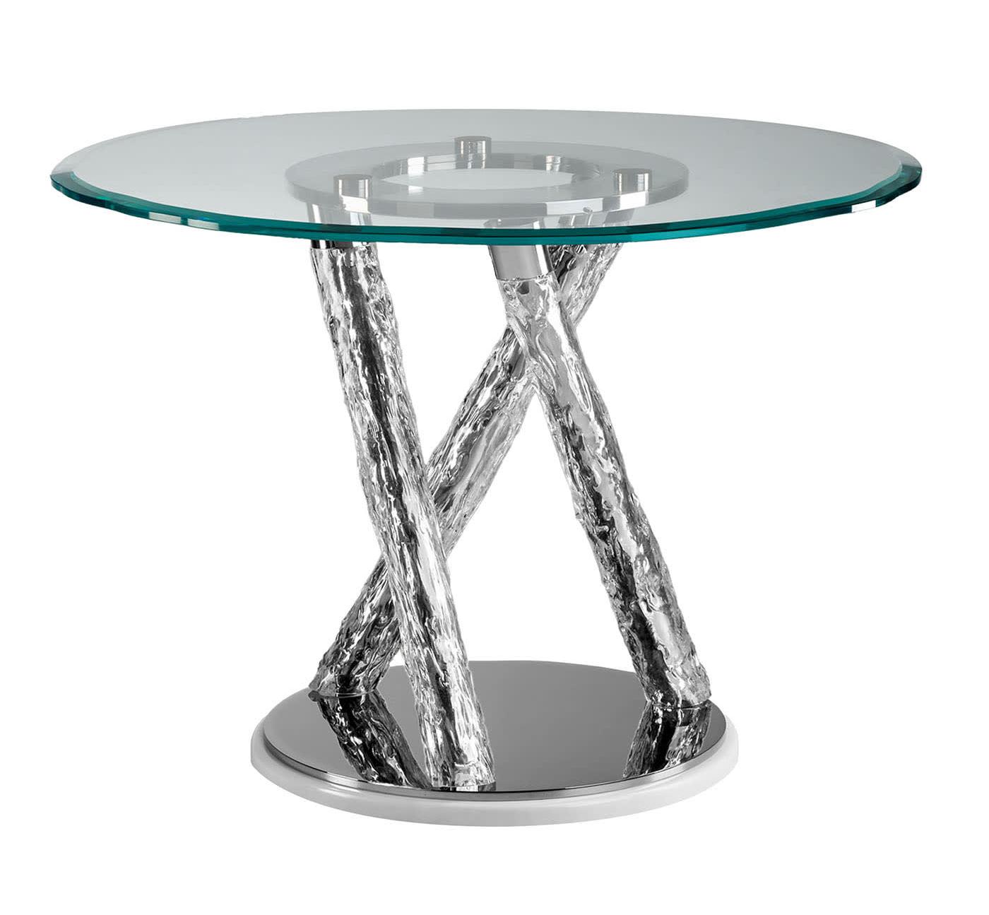 Sculptural-Leg Round Glass Dining Table