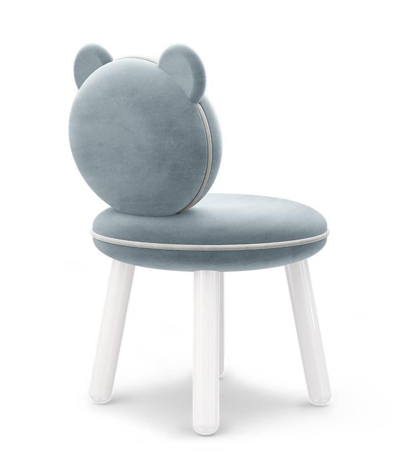 Fluffy Bear Light Blue Kids Chair
