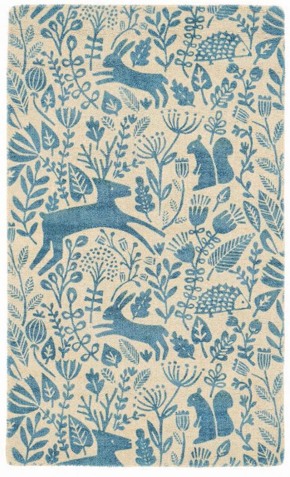 Blue & Beige Handwoven NZ Wool Rug