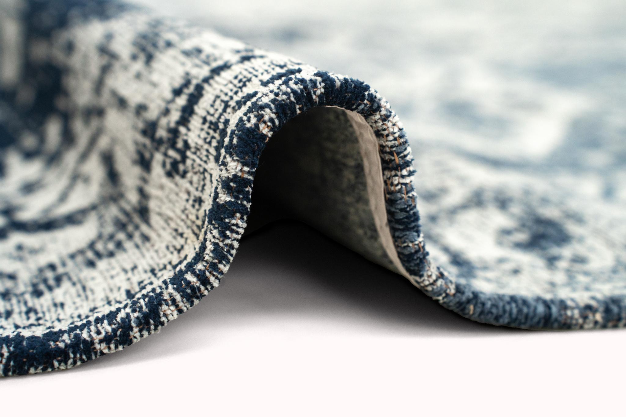 Deep Blue Distressed Pattern Rug | Size: 140 x 200 cm