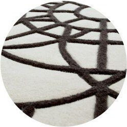 White / Brown Round Handwoven Rug Ø165 cm