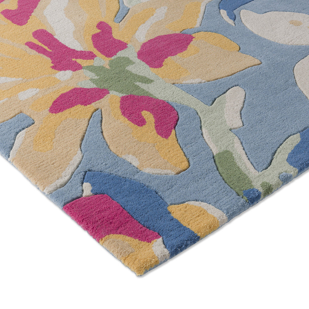 Tulips Blue Hand-Tufted Rug
