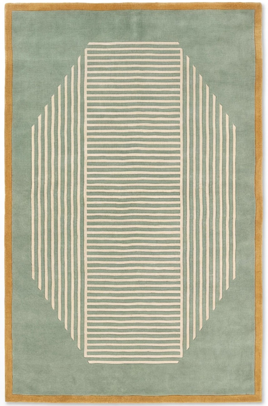 Octagon Lines Sage Designer Rug
