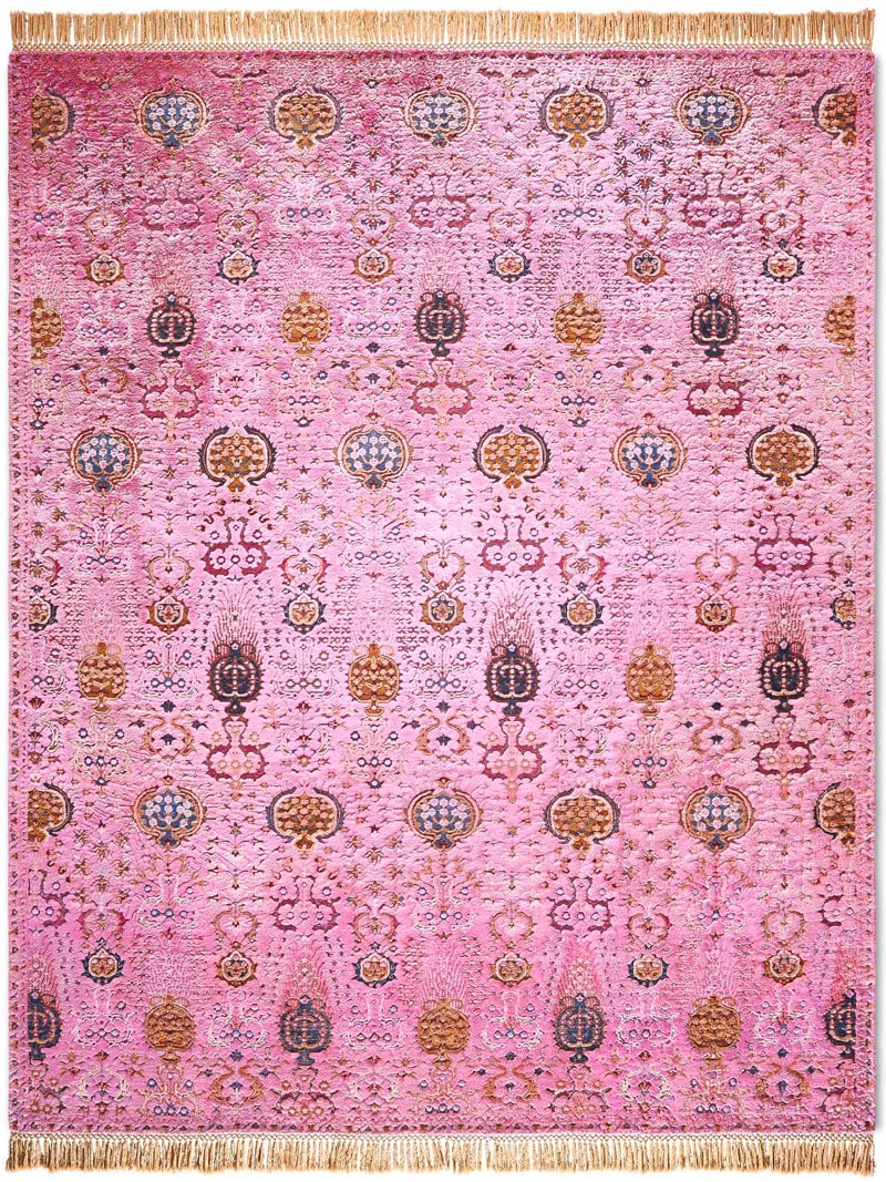 Isfahan Light Pink Wool & Silk Rug