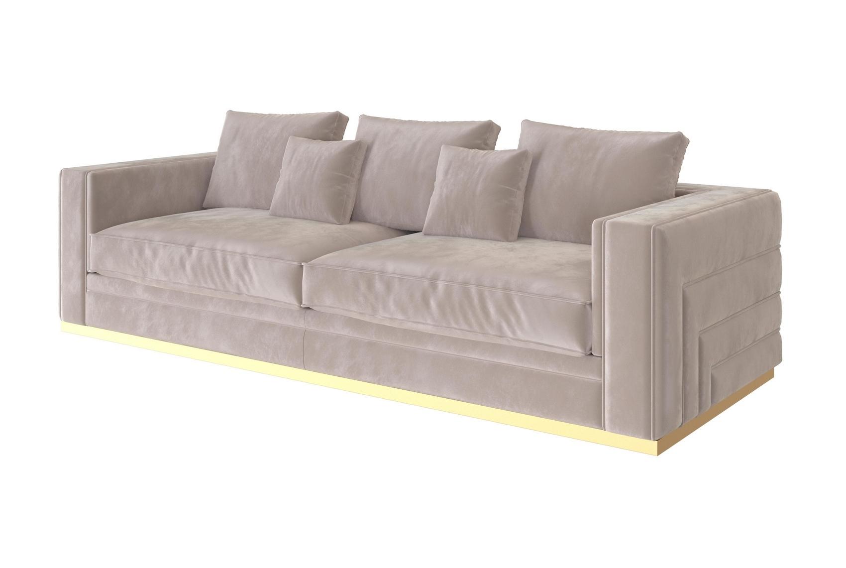 Labyrinth Beige 3-Seater Velvet Artisan Sofa
