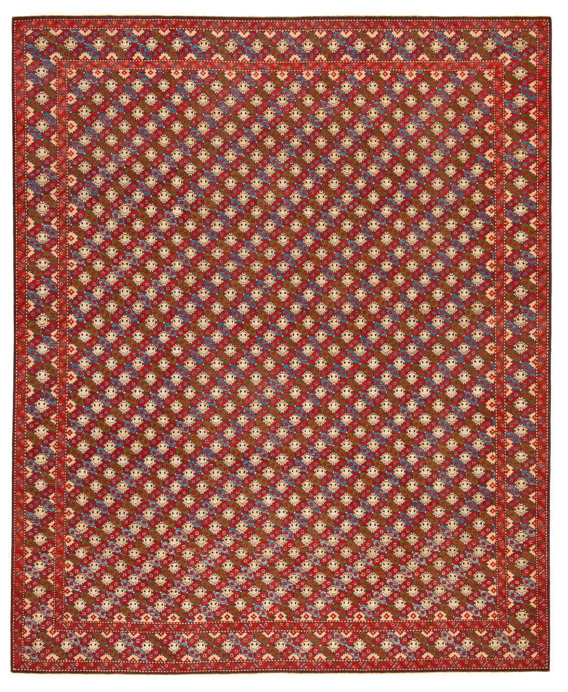 Red Hand-woven Checkered Luxury Rug