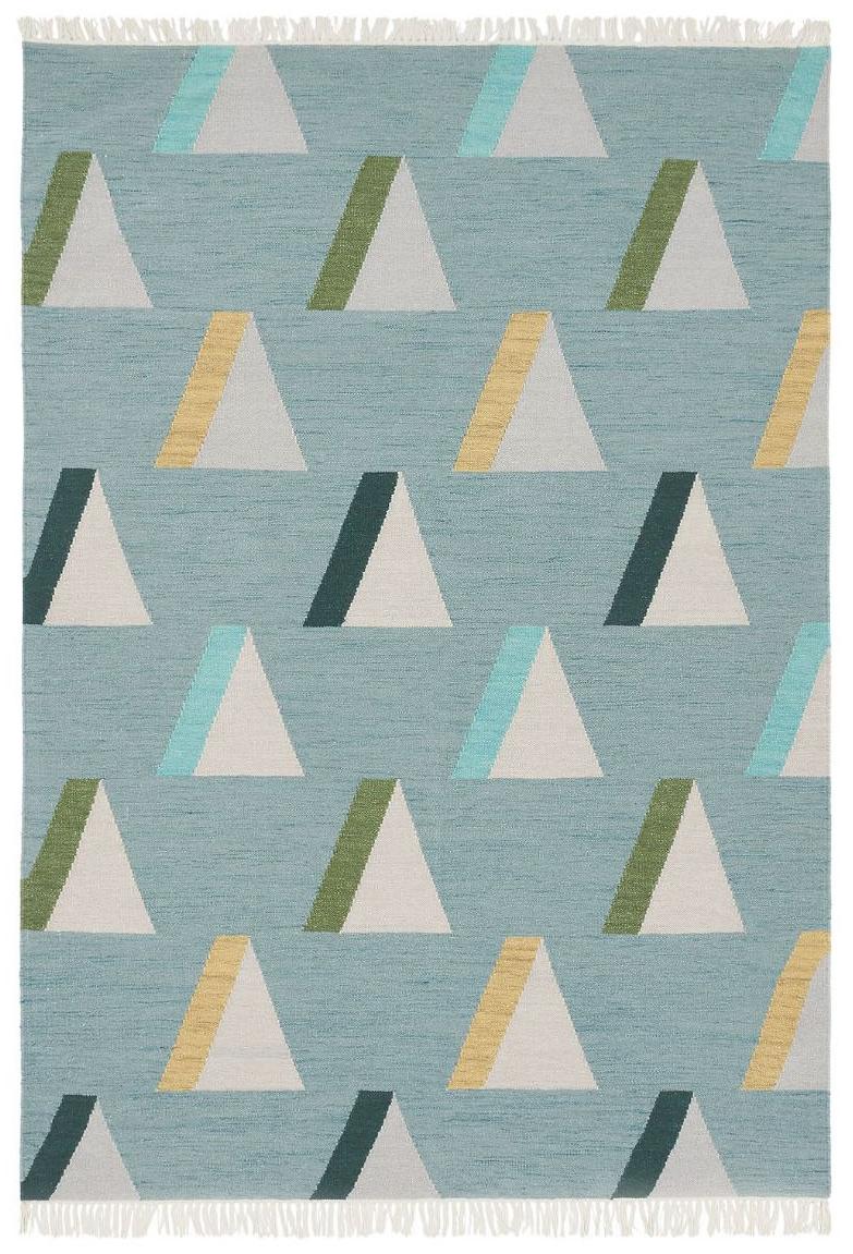 Triangles Flat Woven Blue Rug