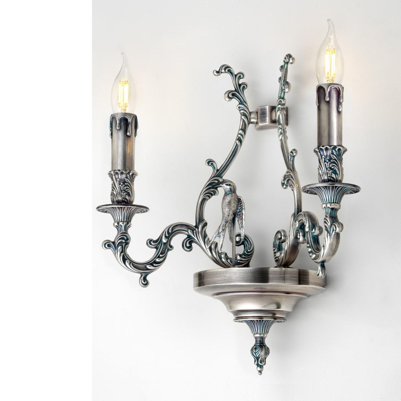 Bird Blue Silver Wall Sconce