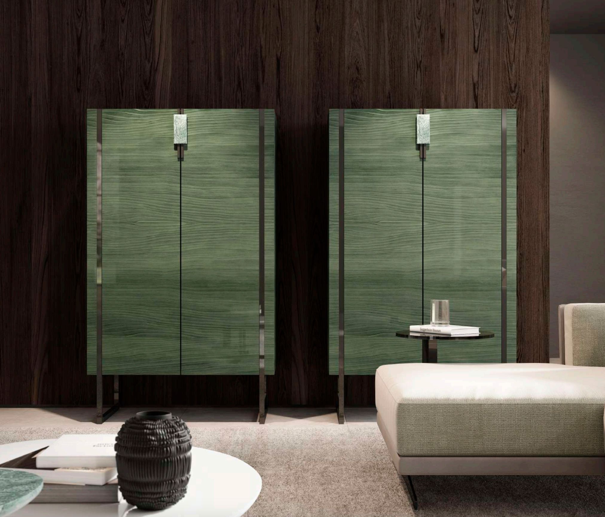 Crafted Wood Cabinet with Lights