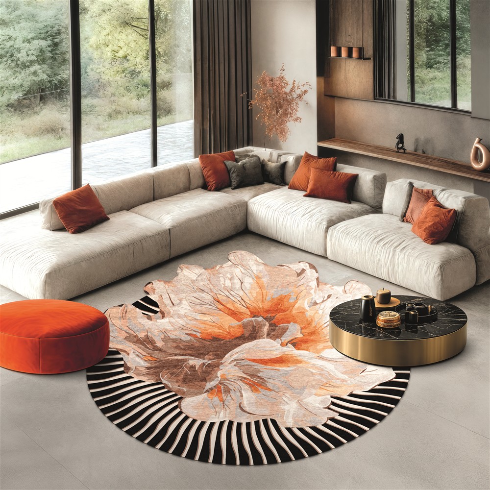 Amber Bloom Round Rug