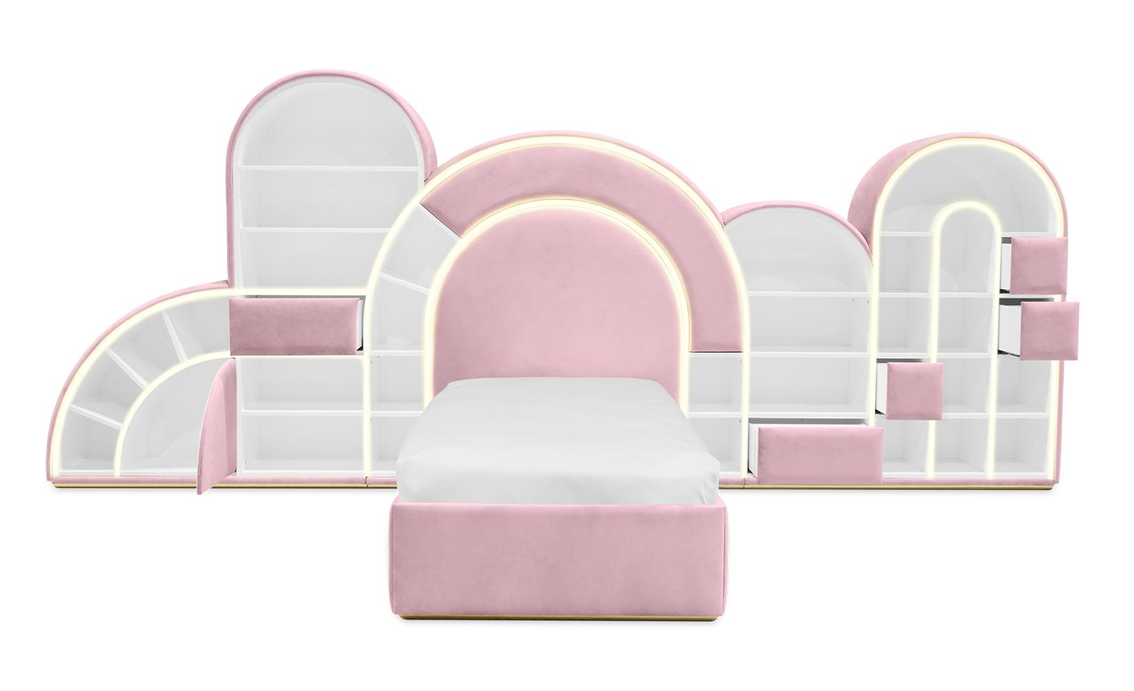 Bubblegum Marshmallow Pink Bed | Configuration: Small | Mattress Size: 90 x 190 cm