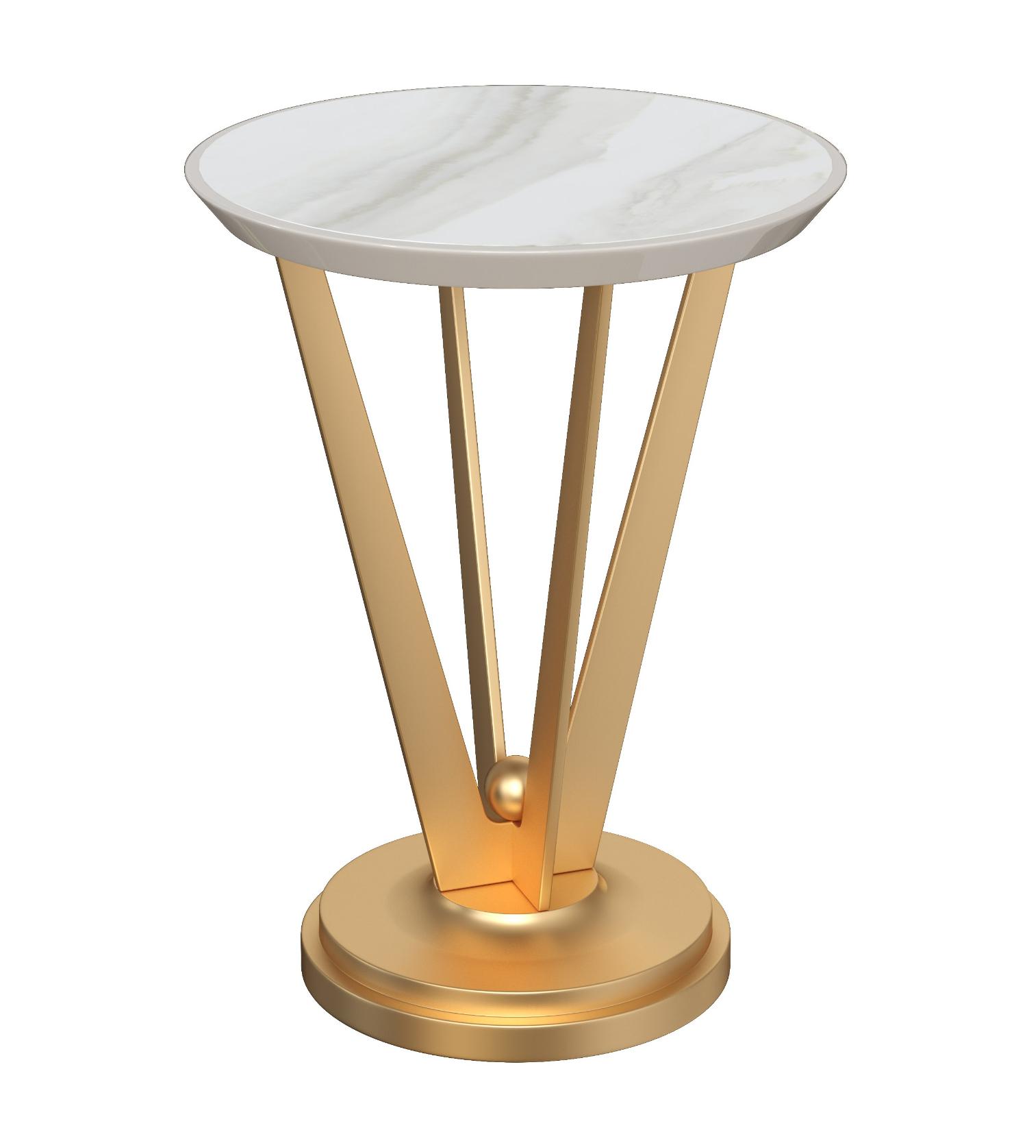 Tropea White and Gold Handcrafted Side Table