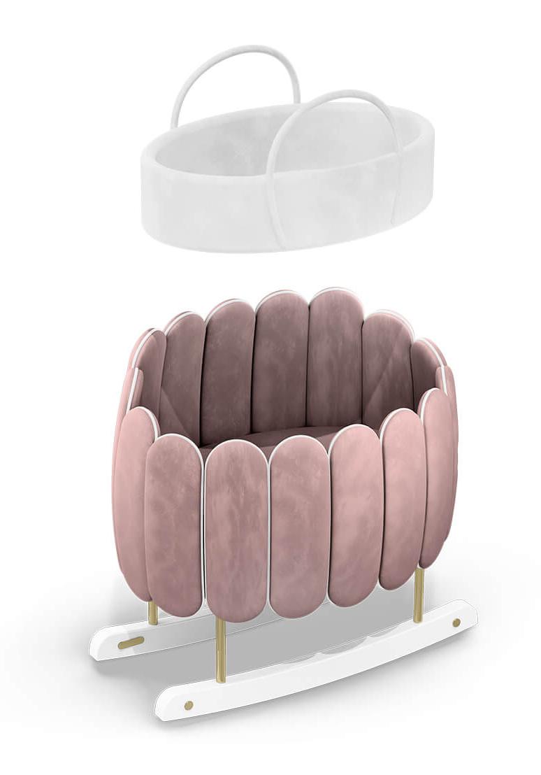 Lotus Gentle Pink Rocking Crib