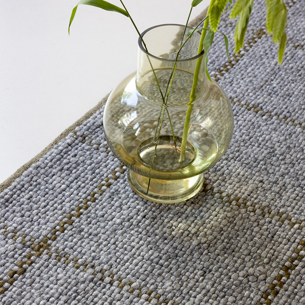 Artisan Texture Check Slate/Olive Rug | Size: 160 × 230 cm