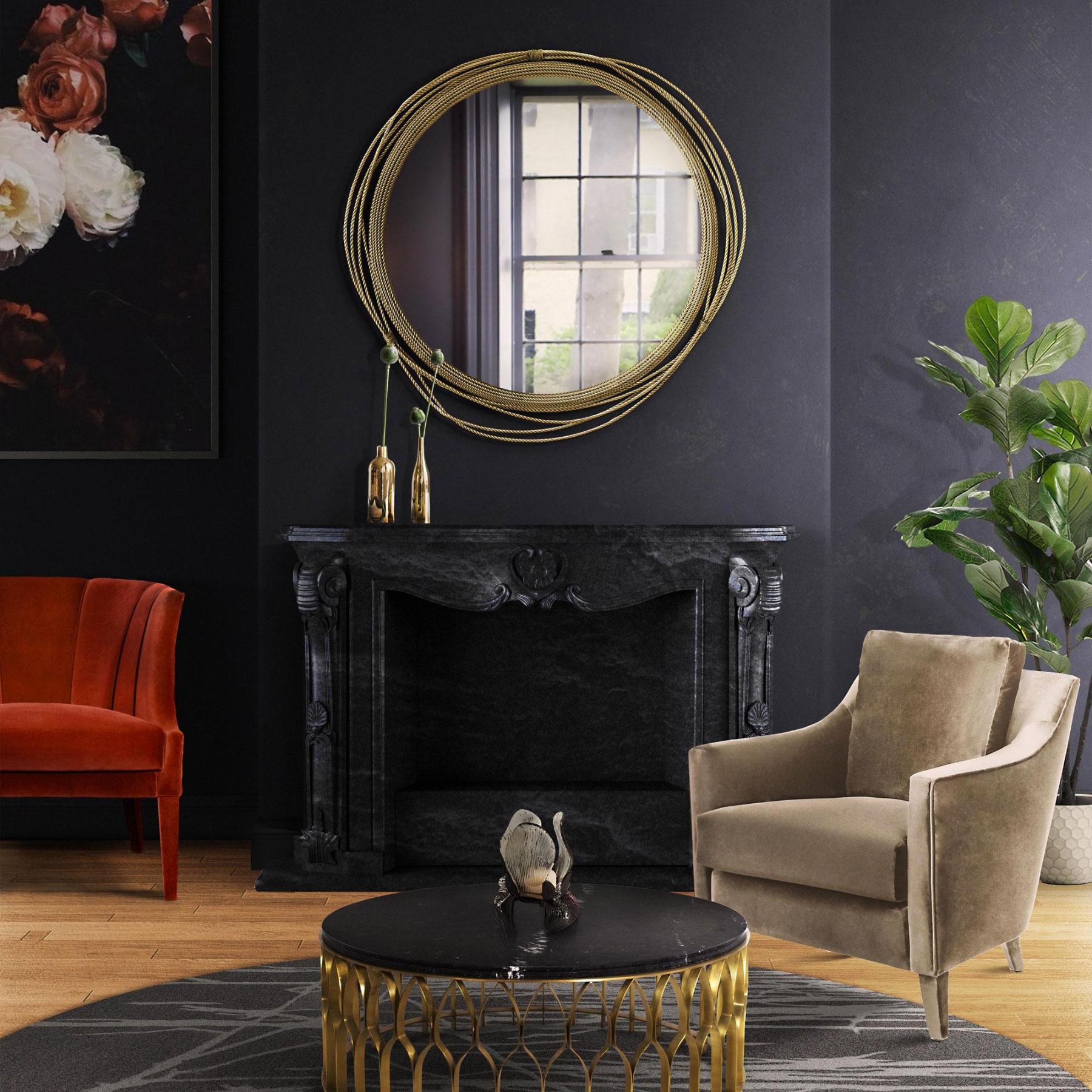 Round Brass Wall Classic Mirror