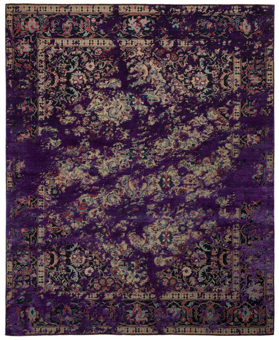 Purple Hand-woven Wool / Silk Luxury Rug